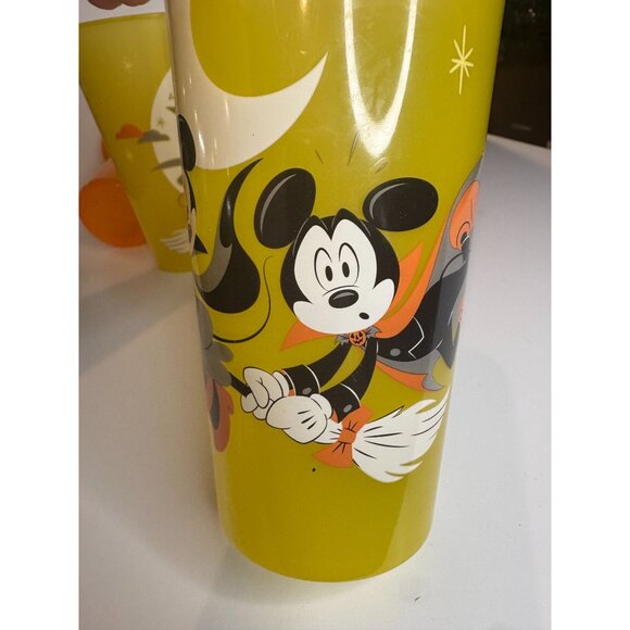 Disney Zak Halloween Cups Glow in Dark Set 4 Mickey Minnie 2 Lids Straws 2022 - Picture 4 of 14